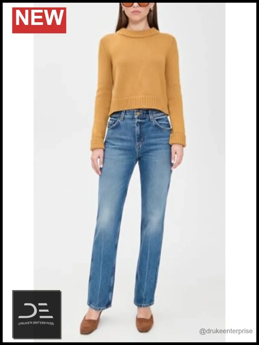 Women's High Rise Non-Stretch Denim Jeans 5-Pocket Button Zip Fly